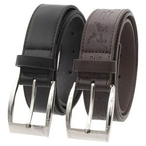 Canyon Sky Men's Leather Western Belt Set in Brown Horse Embossed/Black, Size 40